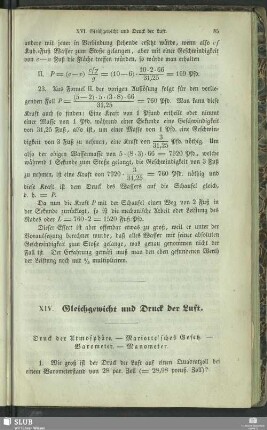 XIV. Gleichgewicht und Druck der Luft