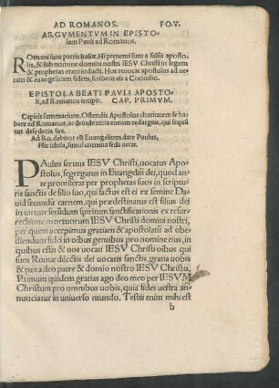 Argumentum In Epistolam Pauli ad Romanos.