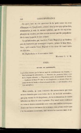 XXIX. Le Roi au Landgrave (28 décembre 1603)