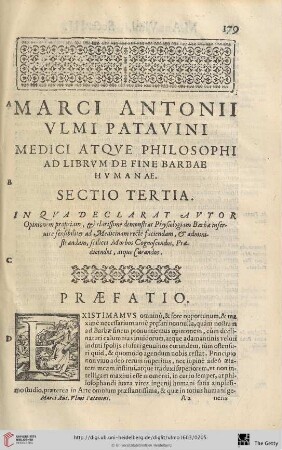Marci Antonii ulmi patavini medici atque philosophi ad librum de fine barbae humanae. Sect. III.
