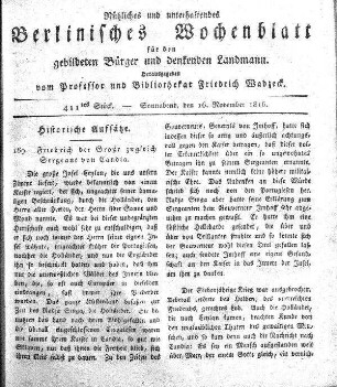 411tes Stueck, 16. November 1816