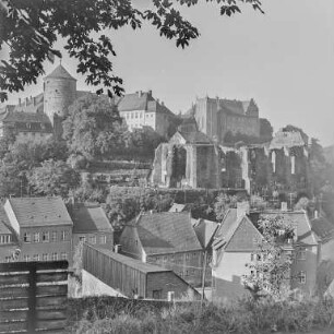 Bautzen. Blick zur Altstadt, im Vordergrund Ruine der Nikolaikirche