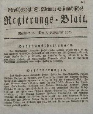 Nr. 15 : 3. November 1826