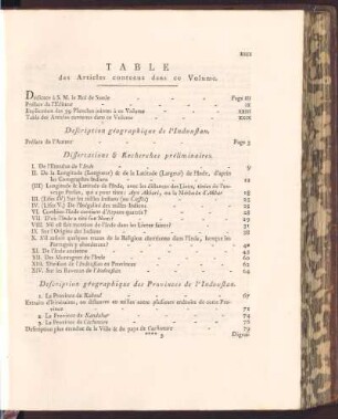 Table des Articles contenus dans ce Volume