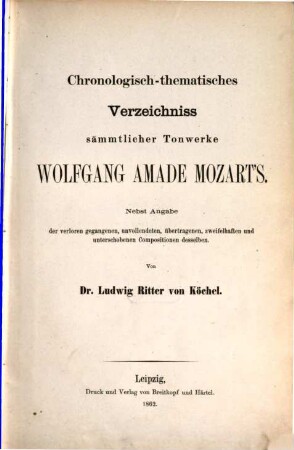 Chronologisch-thematisches Verzeichnis sämmtlicher Tonwerke