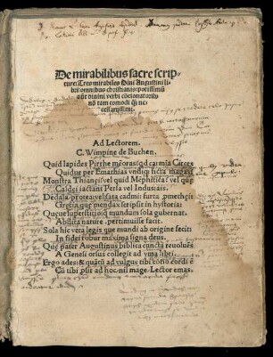De mirabilibus sacre scrip=||ture: Tres mirabiles ... li=||bri: ... ||[Hrsg. v. Konrad Koch]