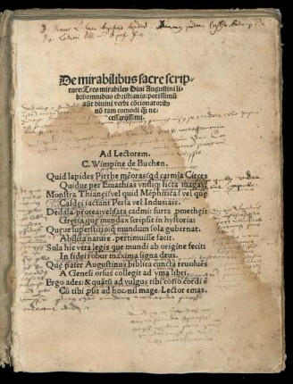 De mirabilibus sacre scrip=||ture: Tres mirabiles ... li=||bri: ... ||[Hrsg. v. Konrad Koch]