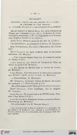 Ouvrages récemment publiés par les membres de la Société
