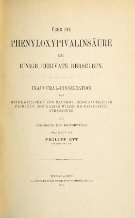 Über die Phenyloxypivalinsäure und einige Derivate derselben