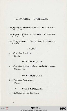 Gravures - Tableaux (Nr. 1-11)