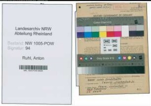Entnazifizierung Anton Ruhl , geb. 05.11.1915 (Maler)