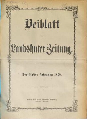 Landshuter Zeitung. Beiblatt zur Landshuter Zeitung. 30,[3]. 1878
