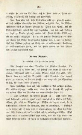 Zweiter Abschnitt. Deduktion des Princips selbst