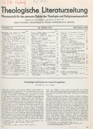 721-730 Christologie und Gnosis im vierten Evangelium
