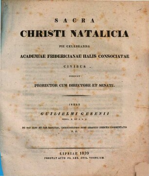 De Bar Alio et Bar Bahlulo, lexicographis Syro-Arabicis ineditis, commentatio litteraria philologica, P. II.