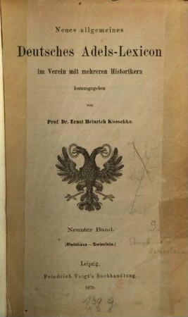 Neues allgemeines Deutsches Adels-Lexicon, 9. Steinhaus - Zwierlein