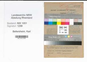 Entnazifizierung Karl Bellersheim , geb. 13.05.1886 (Verwaltungsangestellter)