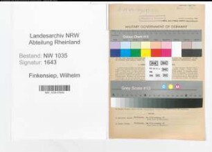 Entnazifizierung Wilhelm Finkensiep , geb. 14.05.1888 (Steiger)