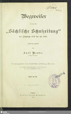 [Hauptbd]: der Jahrgänge 1839 bis mit 1896