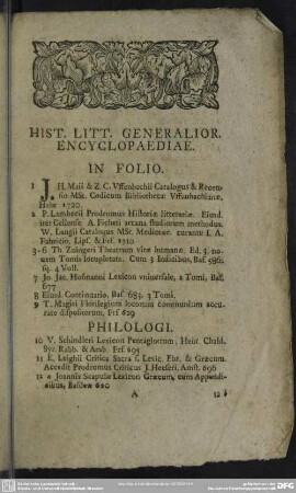 Hist. Litt. Generalior. Encyclopaediae