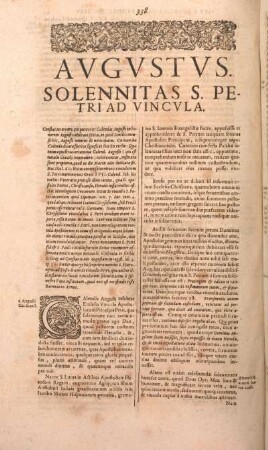 Avgvstvs. Solennitas S. Petri Ad Vincvla.