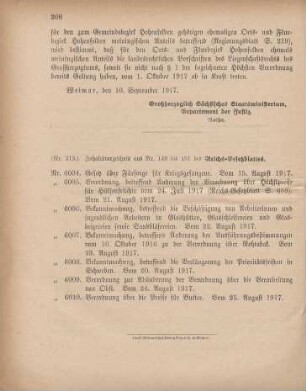 Nr. 213: Inhaltsverzeichnis aus Nr. 149 bis 151 des Reichs-Gesetzblattes