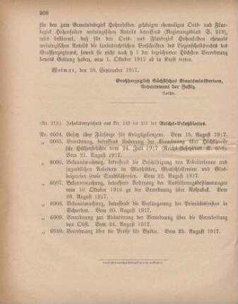 Nr. 213: Inhaltsverzeichnis aus Nr. 149 bis 151 des Reichs-Gesetzblattes