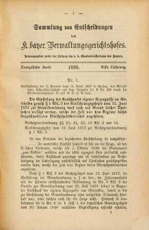 Sammlung von Entscheidungen des Bayerischen Verwaltungsgerichtshofs und des Bayerischen Verfassungsgerichtshofs. 19. 1898