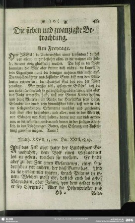 Die sieben und zwanzigste Betrachtung. Am Freytage