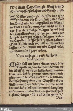 Von einsetzen und Ethen der Capellen