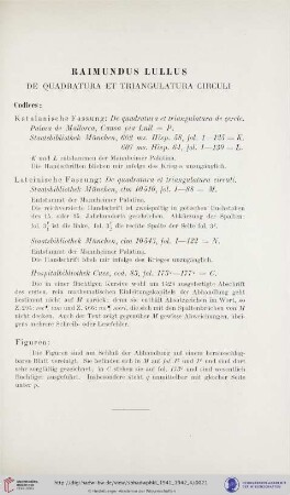 Raimundus Lullus - De quadratura et triangulatura circuli