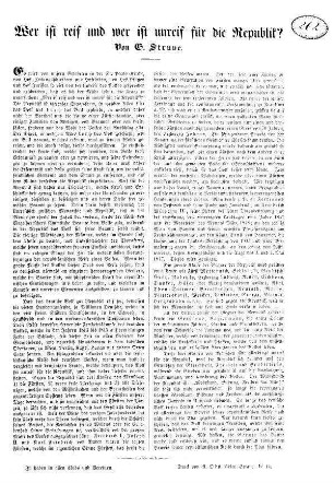Wer ist reif und wer ist unreif für die Republik?