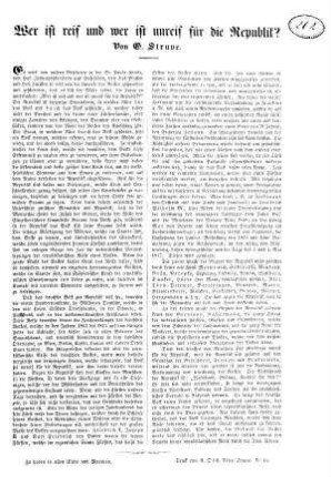 Wer ist reif und wer ist unreif für die Republik?