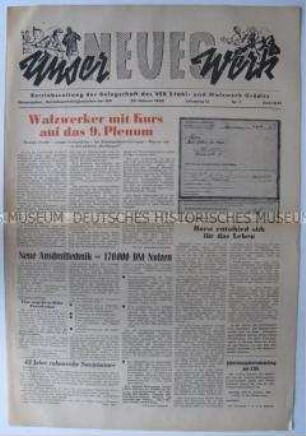 Betriebszeitung des VEB Stahl- und Walzwerk Gröditz u.a. zur Rückkehr eines ehemaligen Rupublikflüchtigen