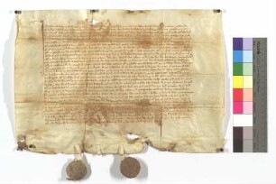 Konrad Arlapus, Bürger zu Ulm, verkauft dem Kloster Söflingen 2 Pfund Heller aus seiner Wiese oberhalb der Gögglinger Brücke um 40 Pfund Heller.