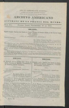 Número 26. - Buenos Aires, Septiembre 20 de 1851.