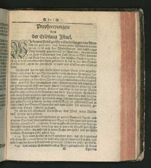 Propheceyungen/ von der Erlösung Israel.