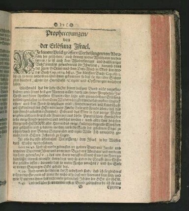 Propheceyungen/ von der Erlösung Israel.