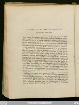 Die Bedeutung Der Indischen Philosophie Von Erich Frauwallner
