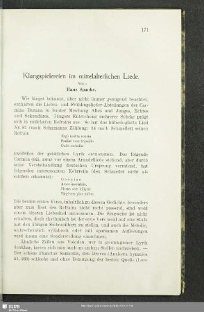 Klangspielereien im mittelalterlichen Liede