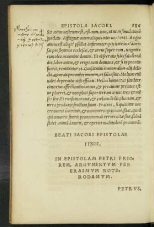 In Epistolam Petri Priorem, Argumentum Per Erasmum Roterodamum.