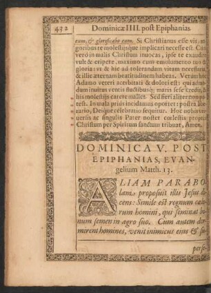 Dominica V. Post Epiphanias, Evangelium Matth. 13.