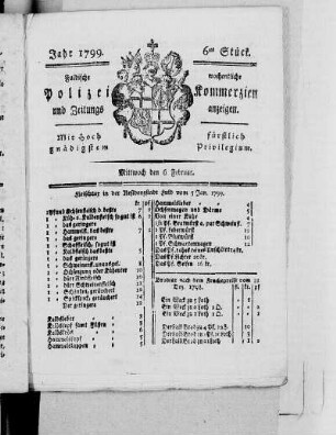 6tes Stück, Ausgabe vom 6. Februar 1799