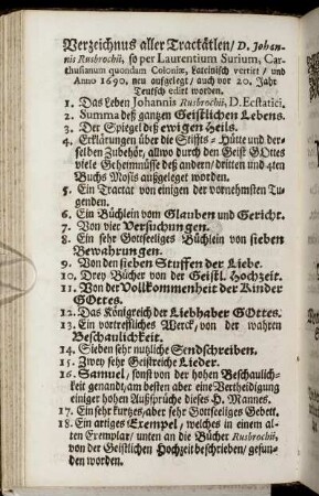 Verzeichnus aller Tractätlen.