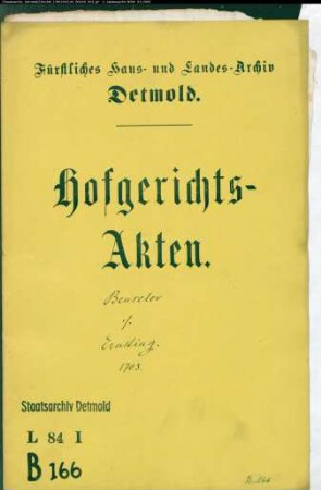 Benseler, Lorenz, Camerarius gegen Ernsting zu Hagen
