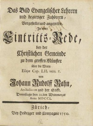Das Bild Evangelischer Lehrern und begieriger Zuhörern