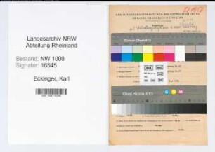 Entnazifizierung Karl Eckinger, geb. 04.12.1914 (Zollbetriebsassistent)
