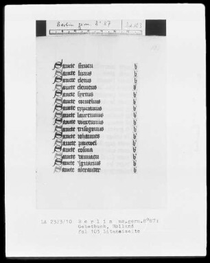 Gebetbuch — Litaneiseite, Folio 103