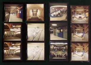 U-Bahnhof Schloßstraße, Treppen und Bahnsteig, 12 Kontaktabzüge. Berlin-Steglitz