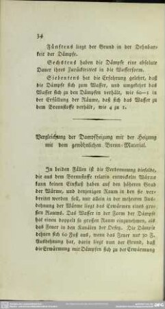 Vergleichung der Dampfheizung mit der Heizung mit dem gewöhnlichen Brenn-Material